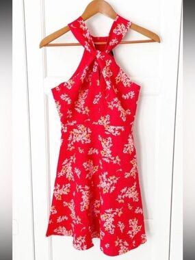 19 Cooper Red Floral Halter-Style Dress